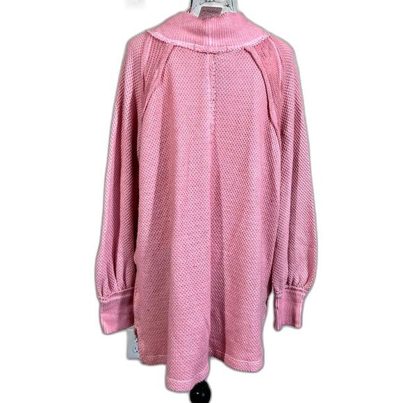 We The Free women Pink sweater waffle knit long sleeve sweater size M boho - Picture 2 of 12